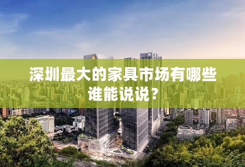 深圳最大的家具市场有哪些谁能说说？