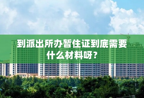 到派出所办暂住证到底需要什么材料呀？