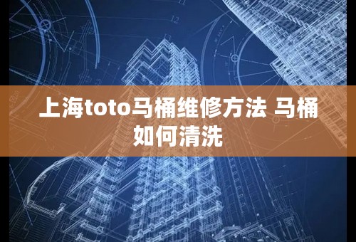 上海toto马桶维修方法 马桶如何清洗