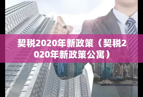 契税2020年新政策（契税2020年新政策公寓）