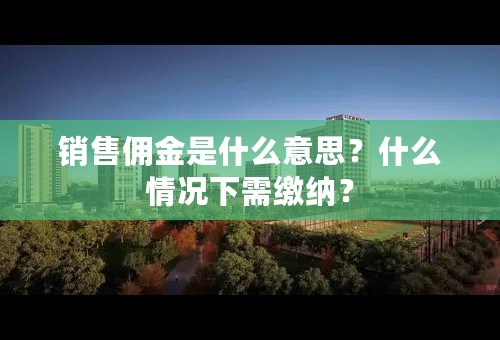 销售佣金是什么意思？什么情况下需缴纳？