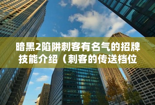 暗黑2陷阱刺客有名气的招牌技能介绍（刺客的传送档位介绍）