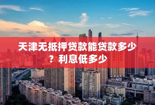 天津无抵押贷款能贷款多少？利息低多少