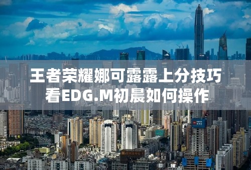 王者荣耀娜可露露上分技巧 看EDG.M初晨如何操作