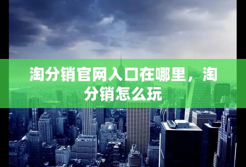 淘分销官网入口在哪里，淘分销怎么玩