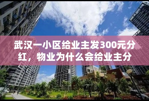 武汉一小区给业主发300元分红，物业为什么会给业主分红？