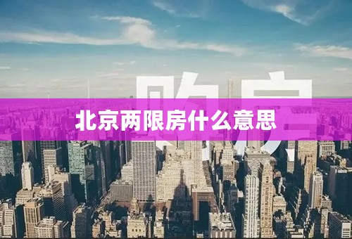 北京两限房什么意思