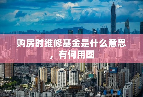 购房时维修基金是什么意思，有何用图