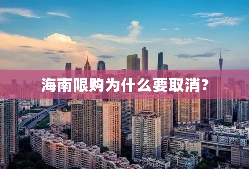 海南限购为什么要取消？