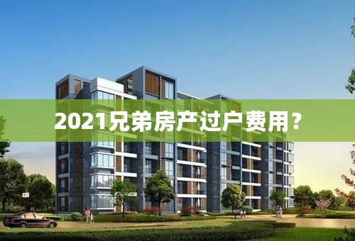 2021兄弟房产过户费用？