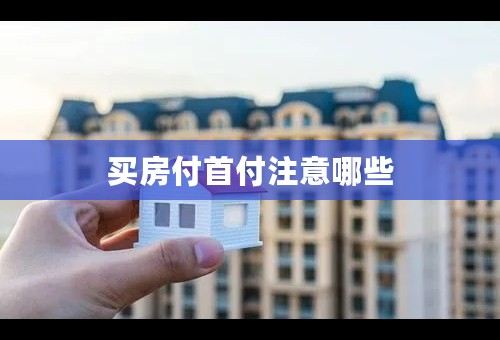 买房付首付注意哪些